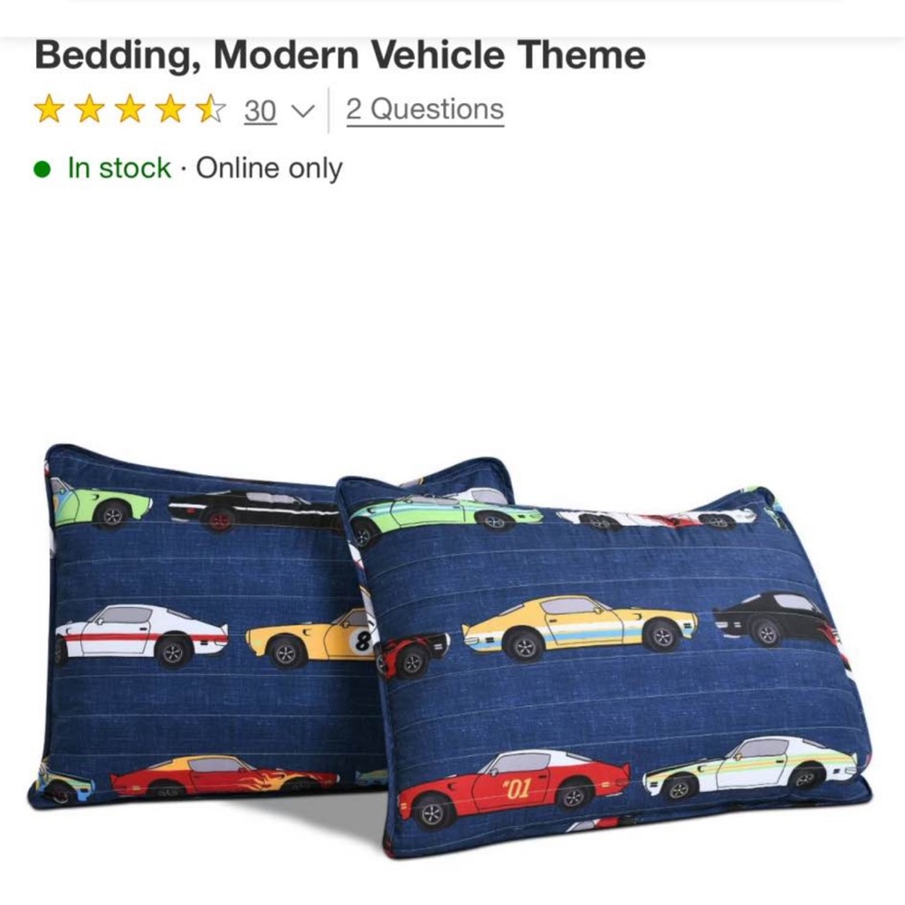 Kids' navy reversible Race Car Bedding Set full queen - Picture 4 of 5